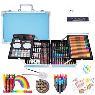 BURDEAN 208 pcs Deluxe Art Set, Professional Artists Drawing Set for Kids, Teens and Adults Including Oil Pastels, Colored Pencils, Watercolor Paints. Great Gift for Kids Artists