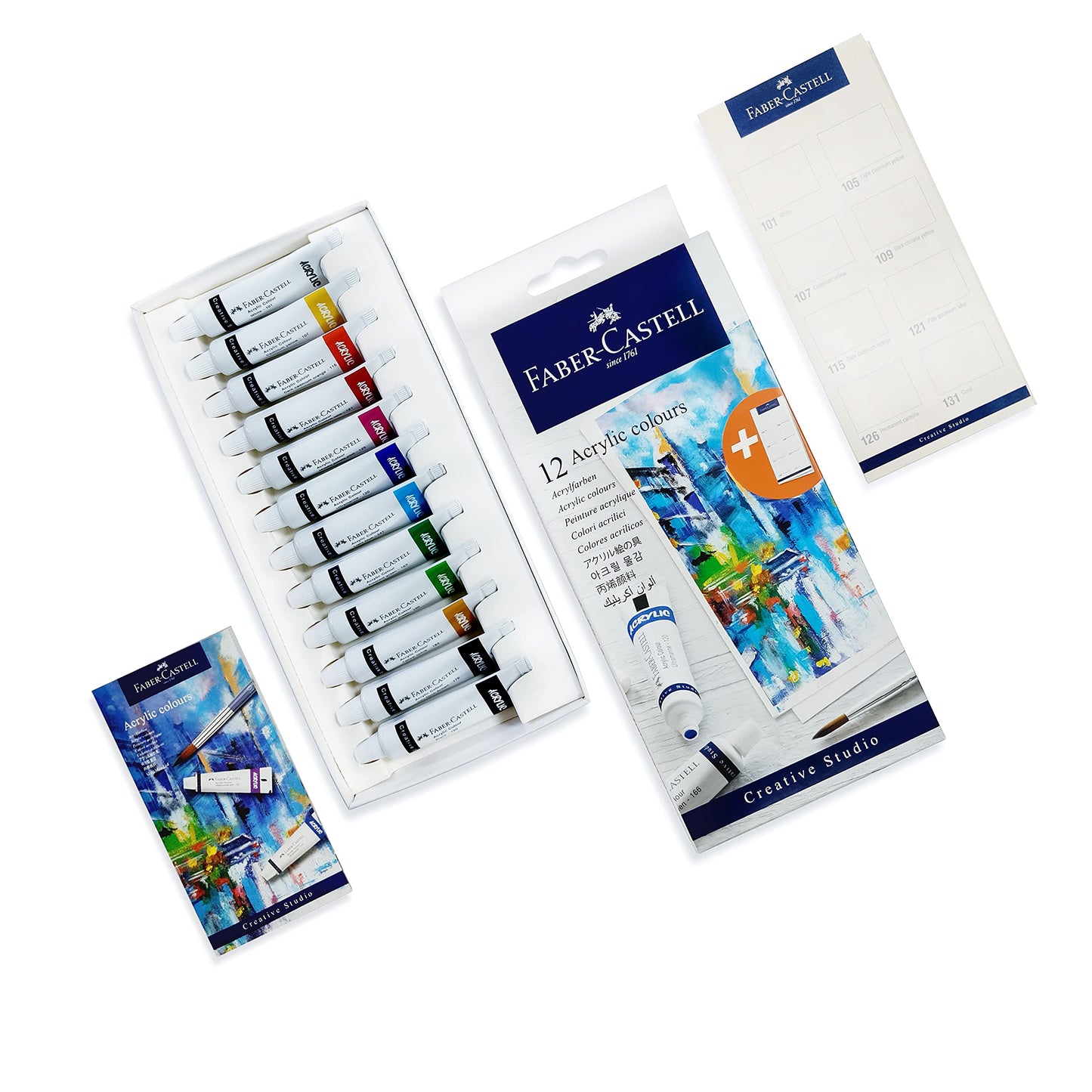 Faber-Castell Acrylic Colors Set Of 12 X 9Ml Tubes In A Cardboard Pack, Assorted, 379012