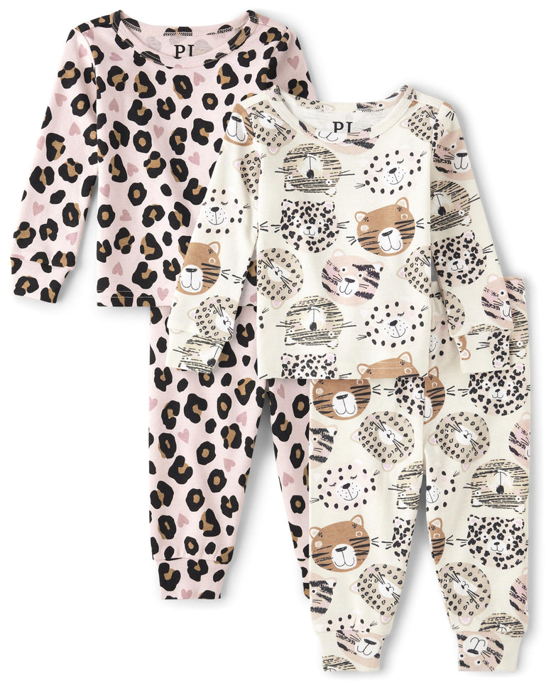 The Children's Place baby-girls And Toddler Long Sleeve Top and Pants Snug Fit 100% Cotton 4 Piece Pajama Set Pajama Set (pack of 3) 0-3 Months