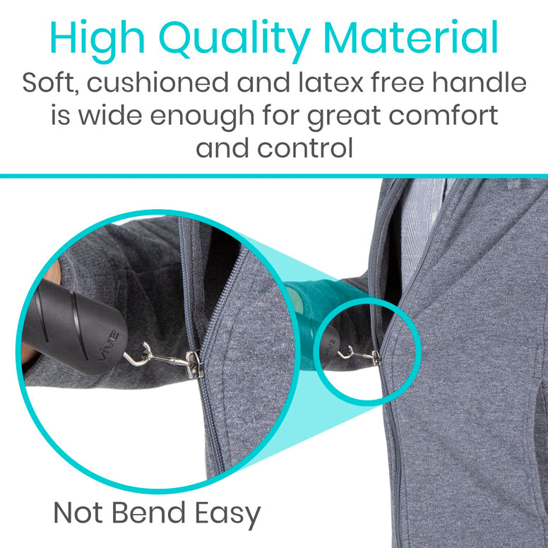 Vive Button Hook Zipper Pull Helper Dressing Aid Assist Device Tool For Arthritis Independent Living Wide Handle Grip Shirt Dress Clothes Pant Coat Snap Buttoner Dexterity Gripper Puller