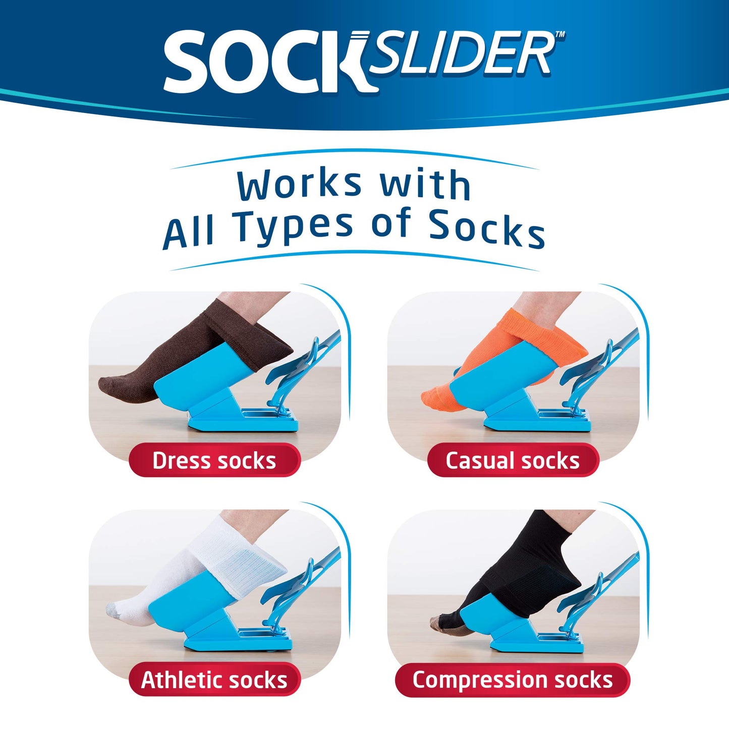 Allstar Innovations - Sock Slider - The Easy On, Easy Off Sock Aid Kit & Shoe Horn | Pain Free No Bending, Stretching Or Straining System That Packs Up For Convenient Travel, As Seen On Tv