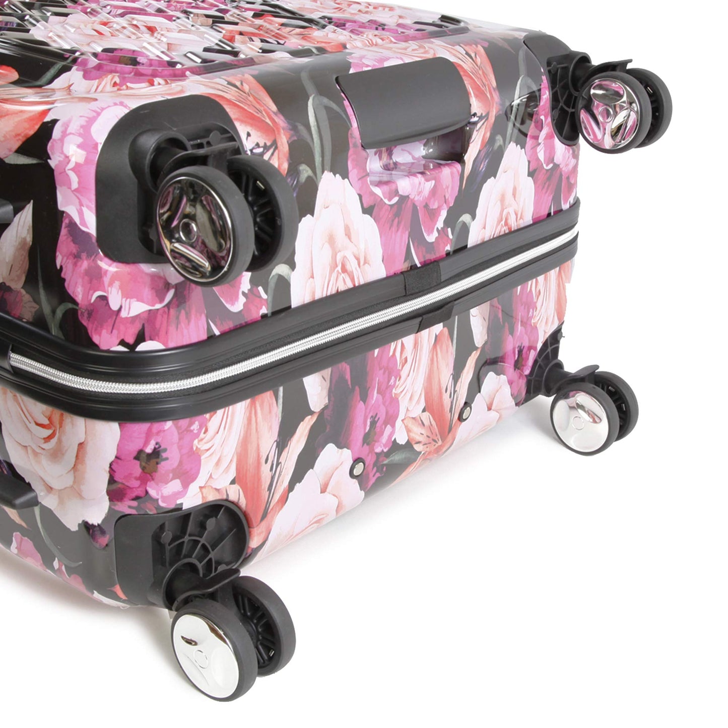 BEBE Women's Marie 21" Hardside Carry-on Spinner Luggage, Black Floral Print, One Size, Marie 21" Hardside Carry-on Spinner Luggage