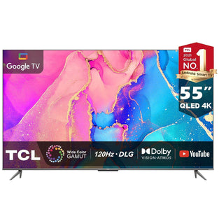 TCL 55 Inch 4K Ultra HD QLED Smart TV, Google TV with Hands-free Voice Control, Dolby Vision IQ-Atmos, HDR 10+, Game Master, Wide Colour Gamut, Onkyo Audio, Quantum Dot Technology, 55C635 (2022 Model)