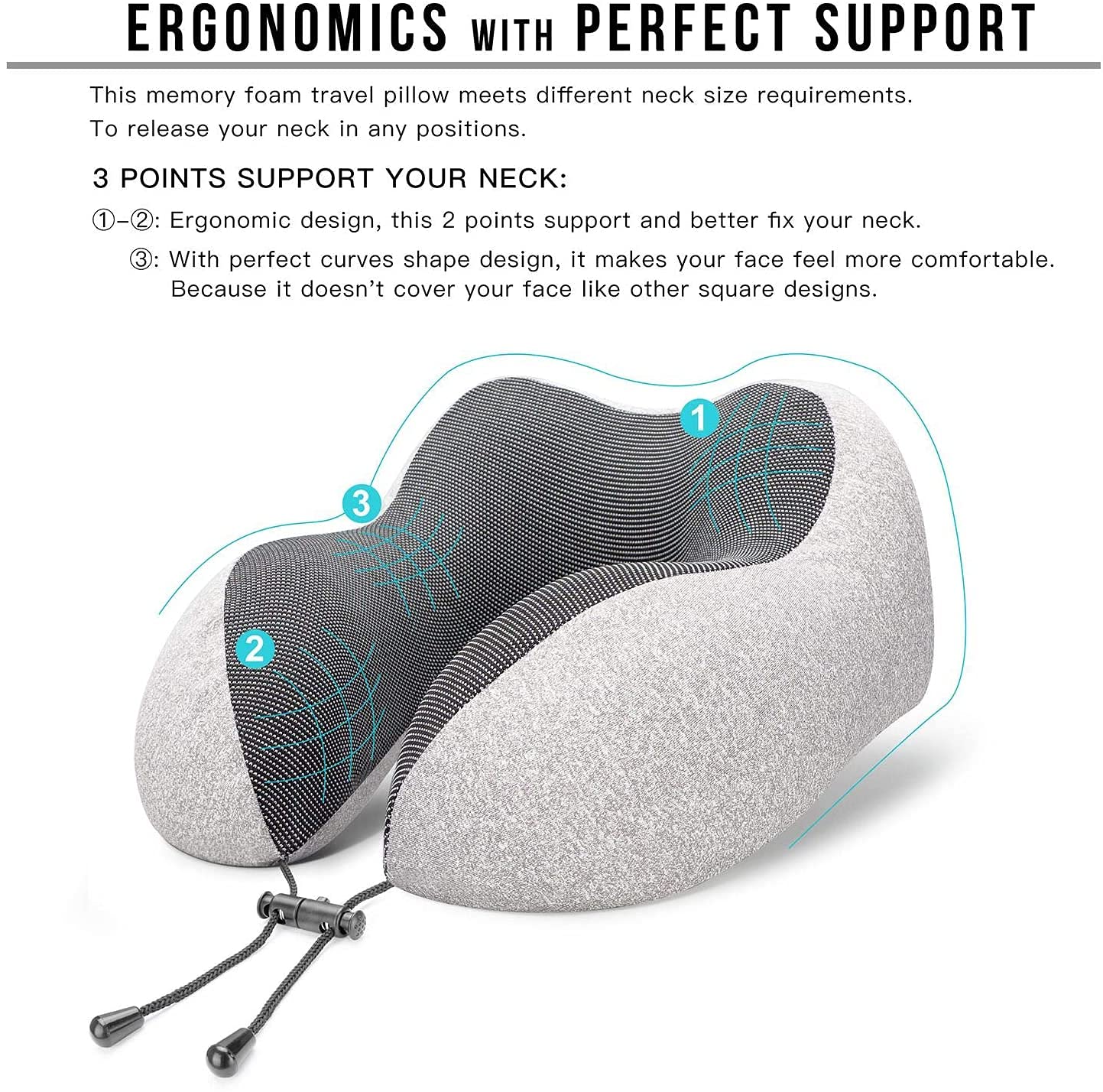 THMINS Travel Pillow,For Sleeping Airplane, Neck Pillow for Travel Accessories,U Shaped Neck Support Comfortable & Breathable Cover, Airplane Travel Kit with 3D Eye Masks, Earplugs, and Luxury Bag…