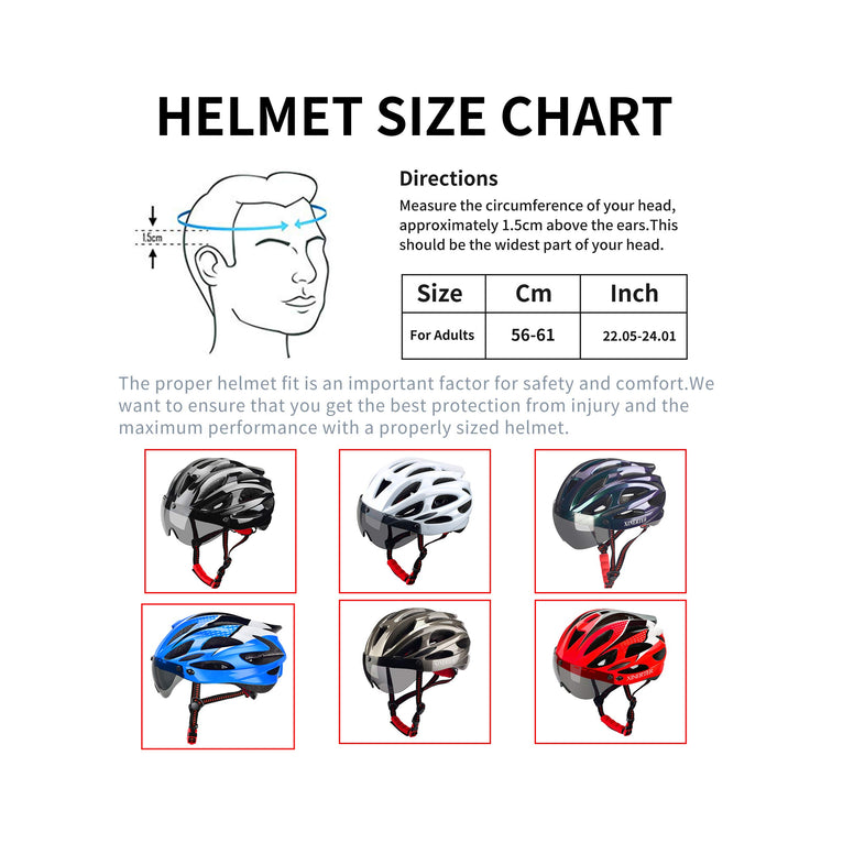 XinerTer Adult Bike Helmet,Road Bike Helmet and cycling mask Detachable Magnetic Goggles, Replacement Lining Removable Bicycle Helmets for Men and Women, Adjustable Size 22-24.02In (BLUE-A)