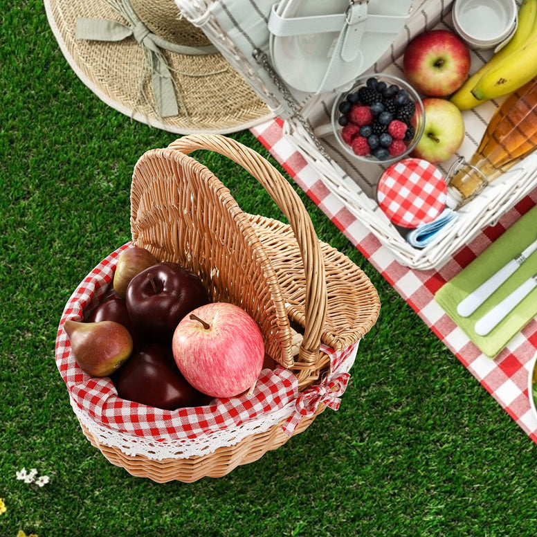 Cedilis Wicker Picnic Basket with Lid and Handle