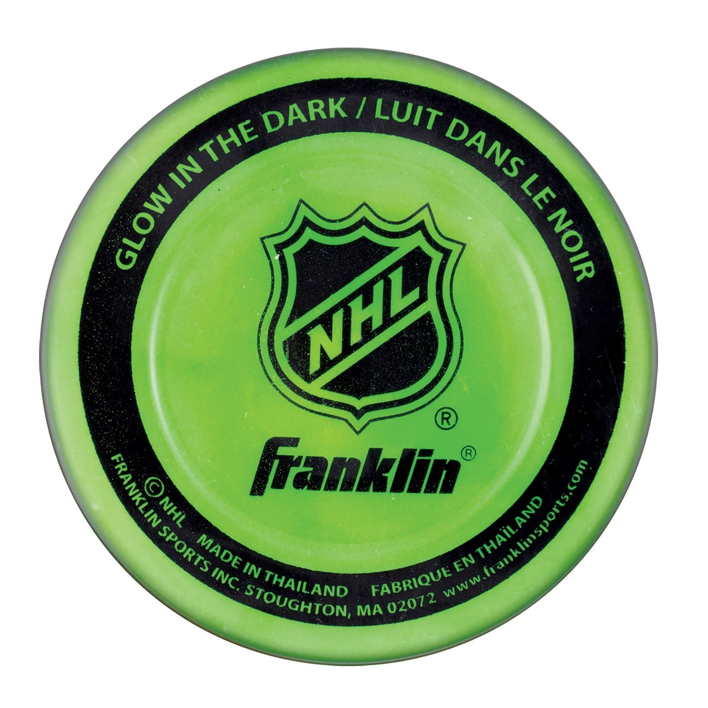 Franklin Sports Street Hockey Puck - Glow in The Dark Outdoor Hockey Puck - Official Size Street Hockey Puck for Kids + Adults - Green