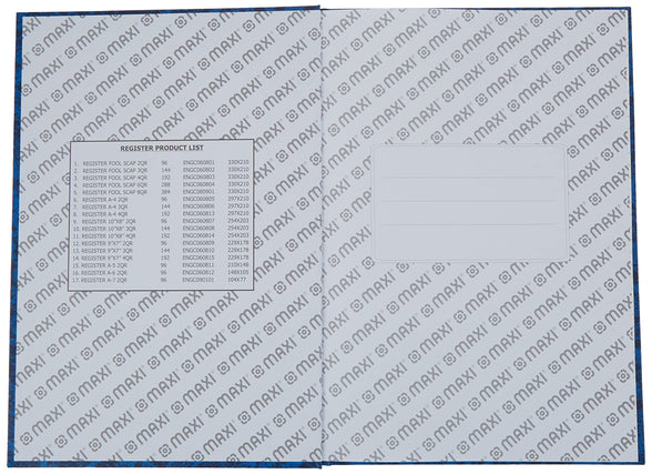 MAXI REGISTER BOOK A4 2QR 60GSM 96 SHEETS