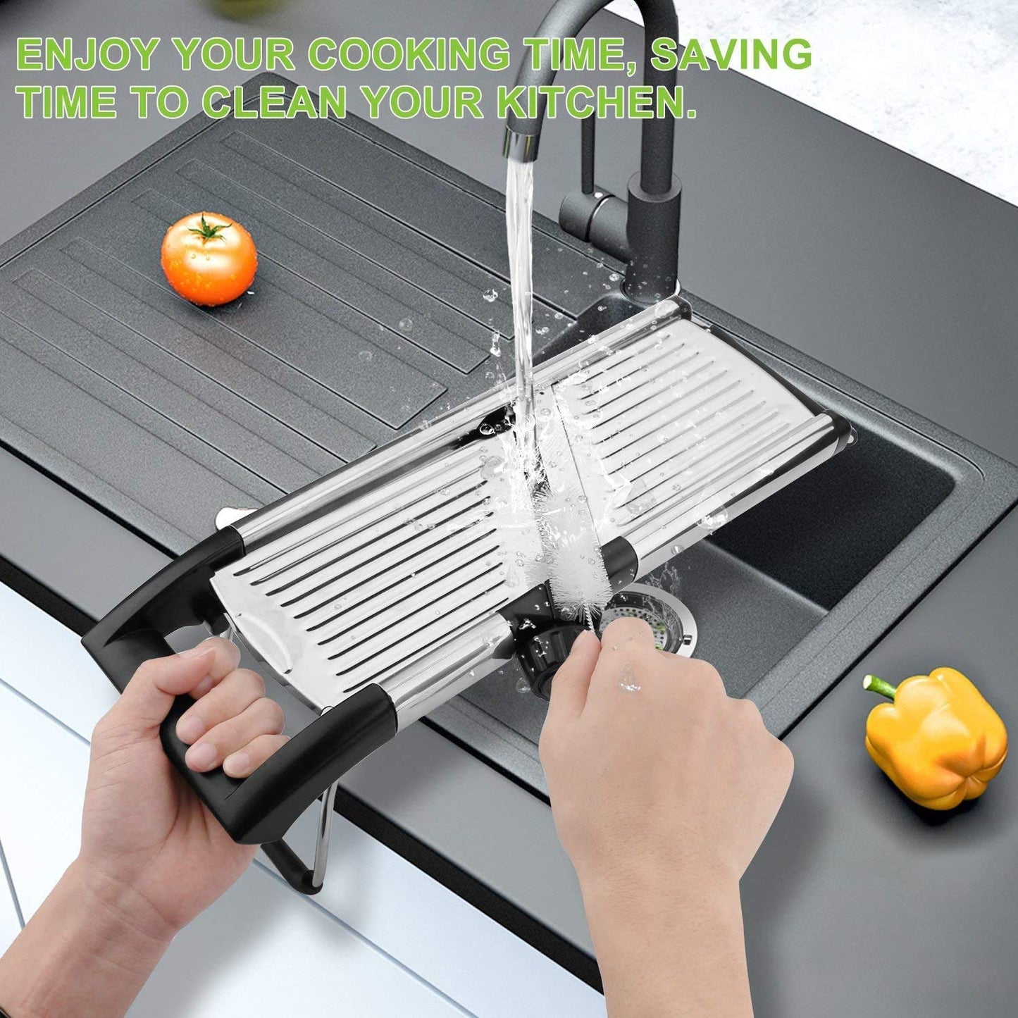 Adjustable Mandoline Slicer with Free Cut-Resistant Gloves and Brushes Stainless Steel Slicer Vegetable Potato Onion Food Slicer for Kitchen by Vinipiak