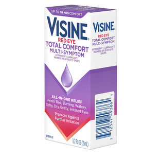 Visine Red Eye Total Comfort Multi-Symptom Eye Drops, All-in-One Astringent, Lubricant & Redness Reliever Eye Drops for Irritated, Dry, Burning, Watery, Itchy, Red, Gritty Eyes, 0.5 fl. oz