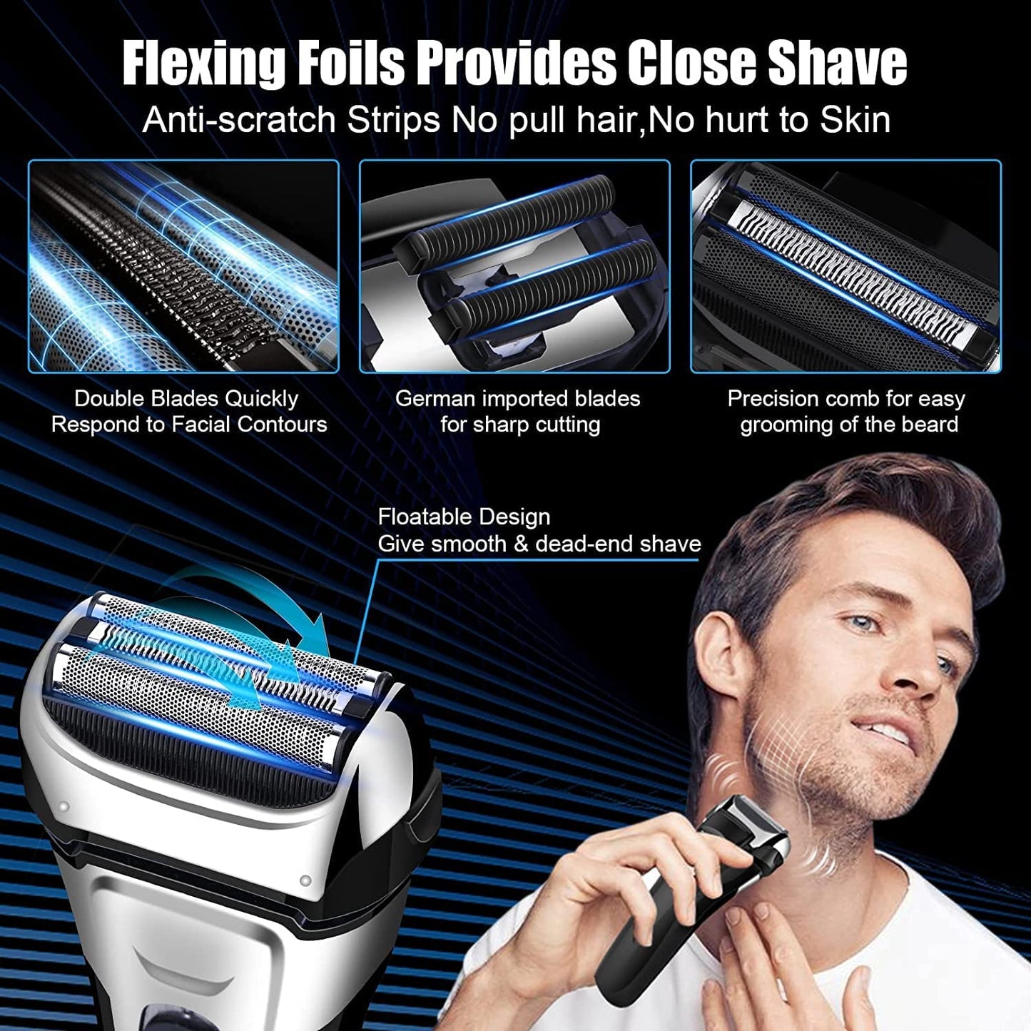 Electric Shavers Men, MAKINGTEC Wet & Dry Men's Electric Shaver, Cordless Foil Razor with USB Charging and Pop-Up Trimmer, IPX7 Waterproof Shaver Electric Razor Shavers for Men, Best Gifts for Men