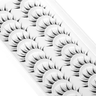 10 Pairs Manga Lashes, Big Eye Lashes, MAKINGTEC Natural Look Anime False, Sexy BigEyelashes, Eyelashes Individual Wispy Korean Makeup Eye Lashes， Clusters Asian Fake Eyelashes Pack, Cruelty Free