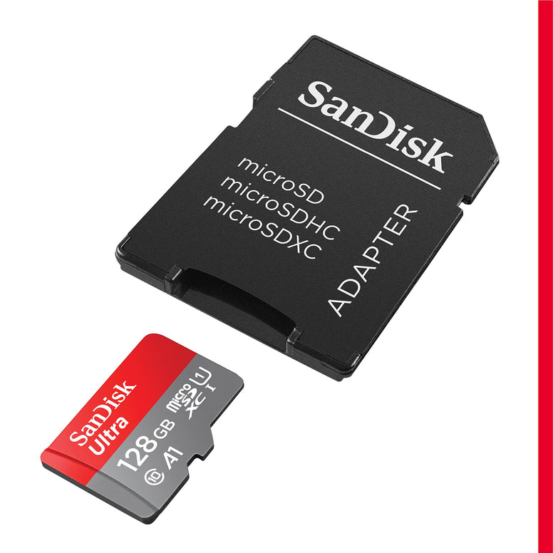 SanDisk 128GB Ultra microSDXC card + SD adapter up to 140 MB/s with A1 App Performance UHS-I Class 10 U1…