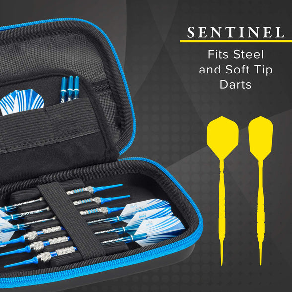 Casemaster Sentinel EVA Foam Shell Dart Case, Holds 6 Darts and Extra Accessories, Tips, Shafts and Flights, Compatible with Steel Tip and Soft Tip Darts