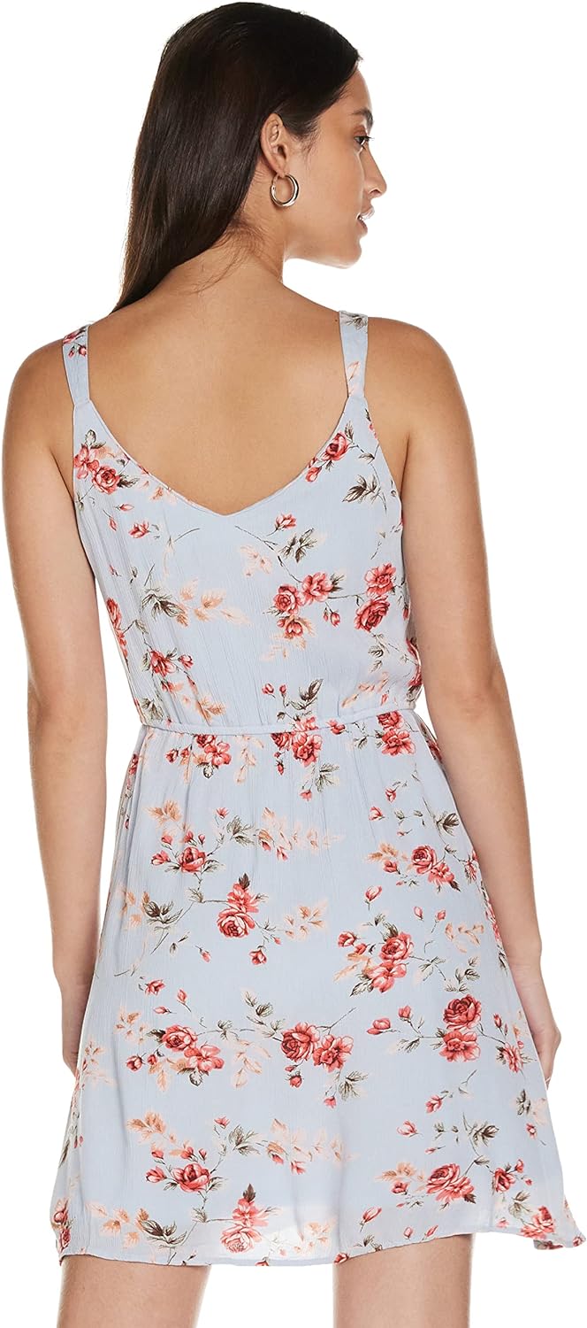 ONLY Women's Onlkarmen S/L Short Dress Aop Wvn Noos Dress, Color:Cashmere Blue/Aop:rose Flowers,Size:34