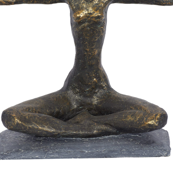 Deco 79 Modern Polystone Yoga Sculpture, 14" X 5" 11", Brass
