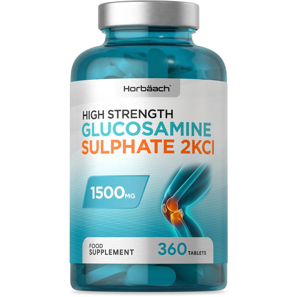 Glucosamine Sulphate 2KCL Supplement 1500mg | 360 Tablets | High Strength | No Artificial Preservatives | by Horbaach