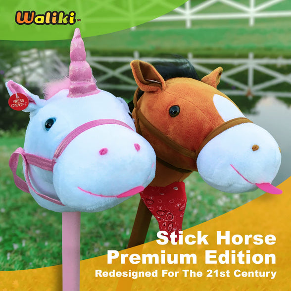 WALIKI TOYS Stick Horse (plush with Sound, for kids and toddlers)