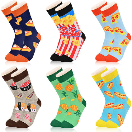 Dsia Zamur 6 Pack Boys Girls Novelty Crew Socks + Gift Box, Funky Colorful Kids Calf Socks for 4-10 Years Old