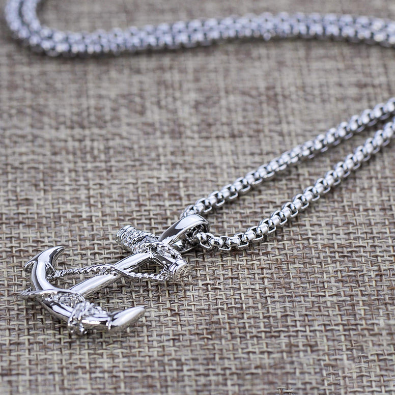 EZUY GNAY Fashion Retro Nautical Anchor Pendant Necklace Stainless Steel Jewelry Anchor Chain Accessories for Men&Womens