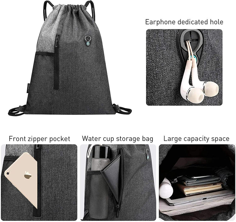 ELECDON Drawstring Sackpack Bag, Gymsack Bag with Pocket Gym Sports Bag Outdoor Exercise Running Swimming Backpack Unisex