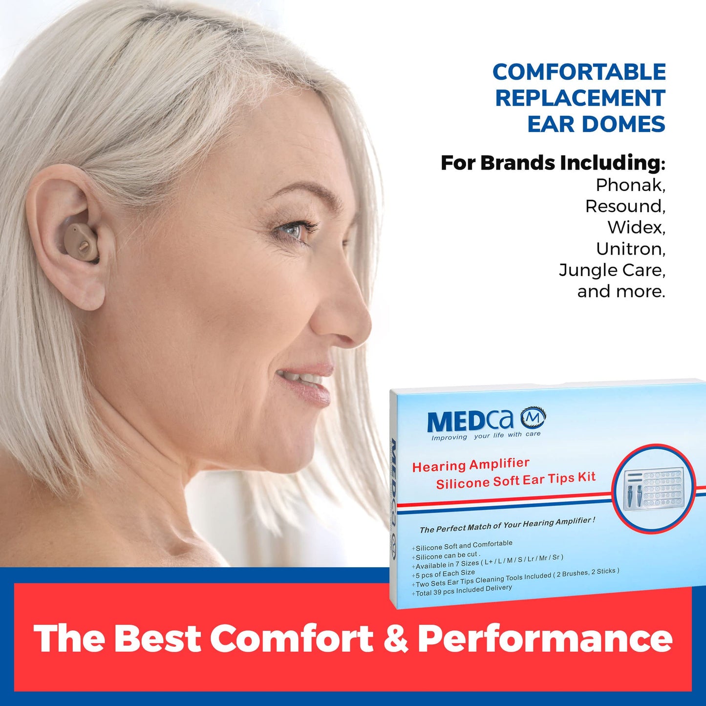 NewEar Hearing Aid Domes - Universal Domes for Hearing Aids - Sizes Small, Medium, Large & X-Large Earbud Replacements and BTE Hearing Sound Amplifiers