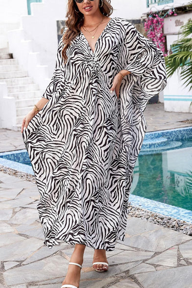 YouKD Summer Roomy Kaftan Dress Bohemian Beach Bikini Cover Ups Plus Size Robe for Women