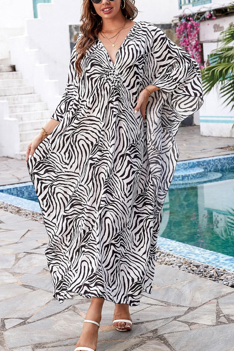 YouKD Summer Roomy Kaftan Dress Bohemian Beach Bikini Cover Ups Plus Size Robe for Women