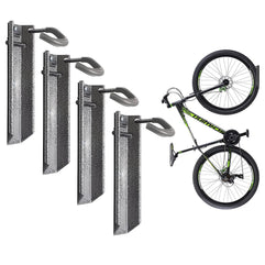Wall Mounted Bike Rack for Home, Garage, & Storage Shed by Delta Cycle (4-Pack) - Hanging Bike Hook for Mountain, Road, BMX, & Gravel Bikes - Custom-Padded to Protect Bike Wheels, Holds up to 40 lbs