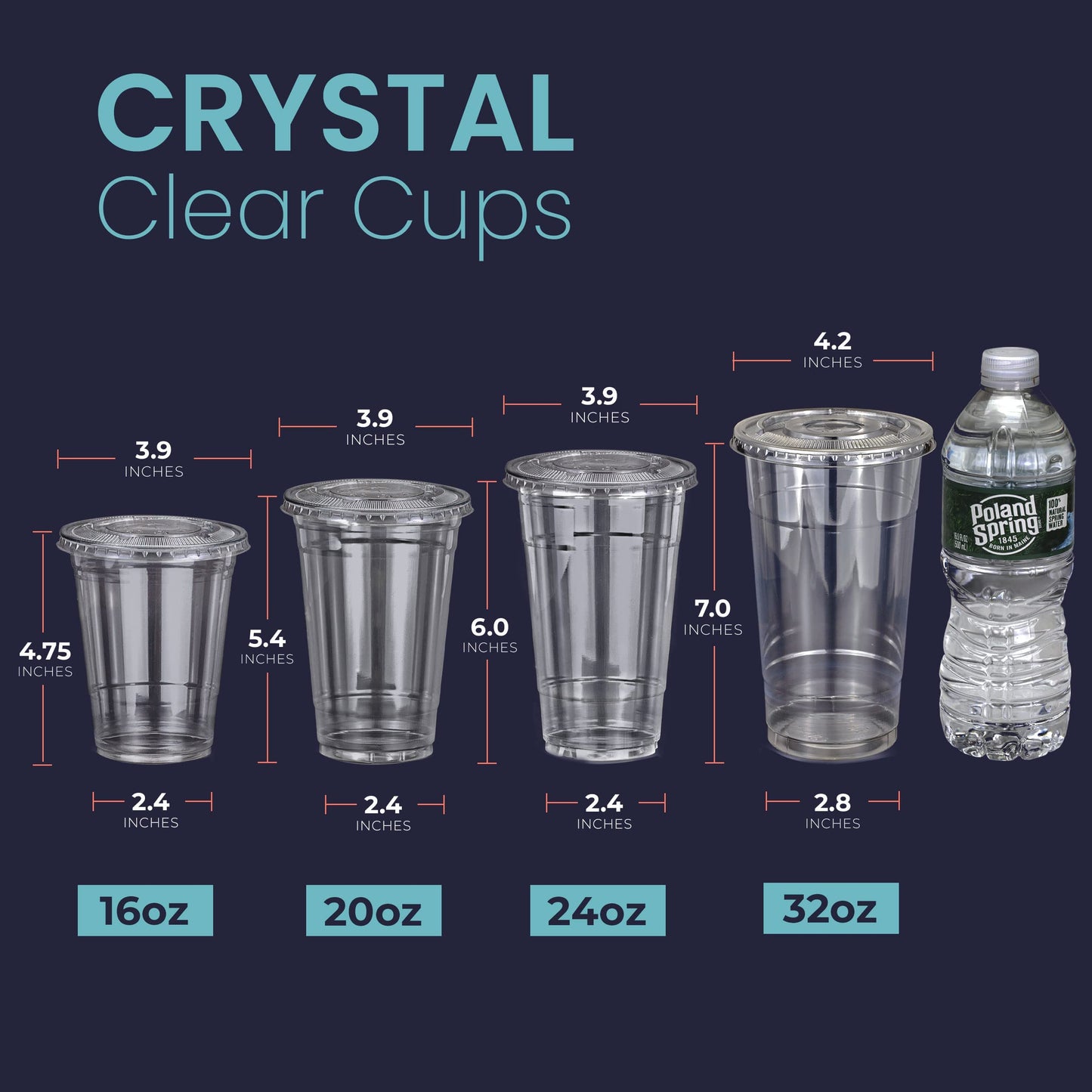 [50 Pack] 16 oz Clear Plastic Cups with Flat Lids, Disposable Iced Coffee Cups, BPA Free Premium Crystal Smoothie Cup for Party, Lemonade Stand, Cold Drinks, Juice, Milkshake, Bubble Boba, Tea