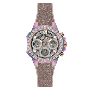 GUESS Women's Stainless Steel Quartz Silicone Strap, Pink, 20 Casual Watch (Model: GW0313L4)