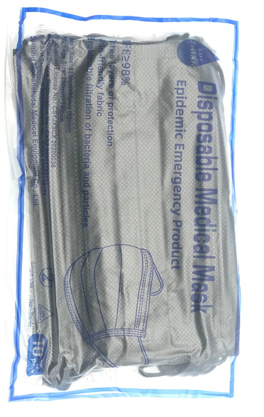 Disposable Medical Face Mask BFE > 98% Filtration > 98% Each 10 masks in a vacuum sealed plastic bag,5 bags in 1 box (50PC)