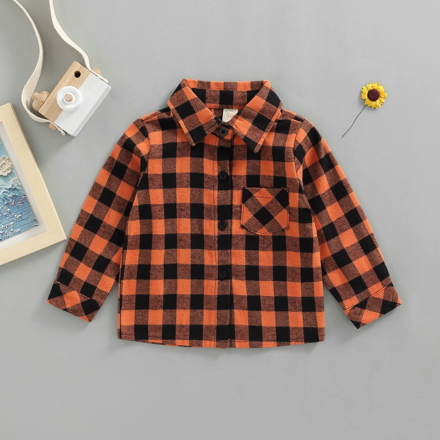 Toddler Baby Boy Cute Letter Button Down Long Sleeve Plaid Shirt Top Autumn Dressy Outfits