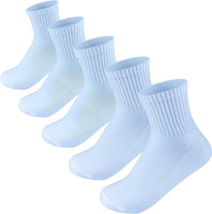 Girls White Short Crew - Comfort Welt Socks 5 Pairs Pack