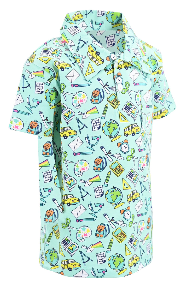 Unique Baby Boys Back to School Classes Collared Polo Shirt