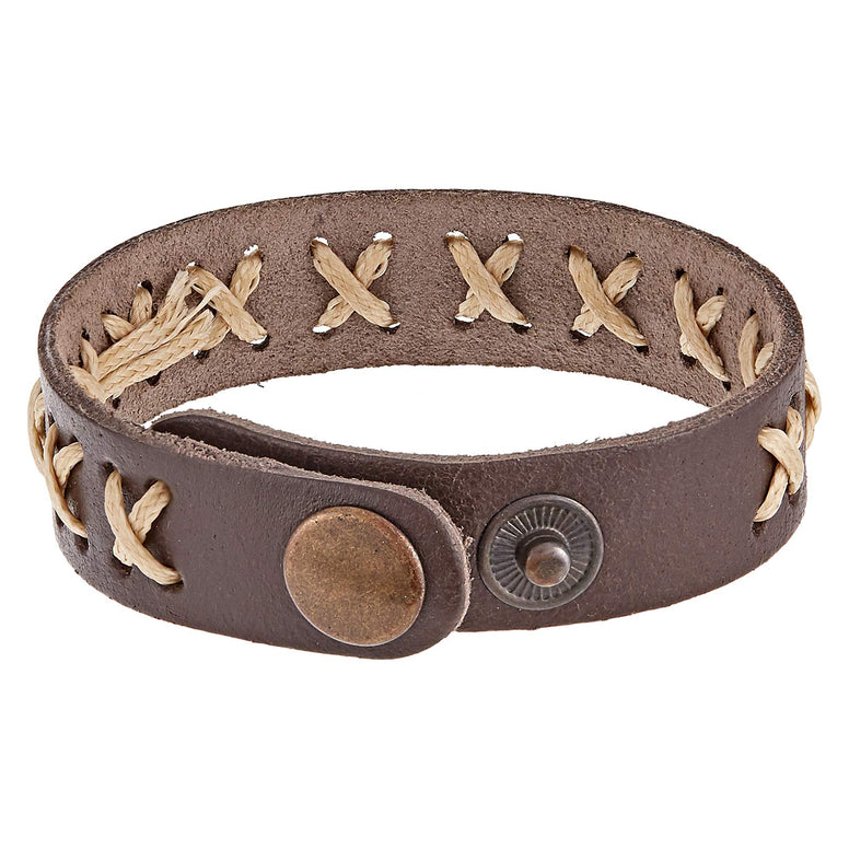 Alwan Brown Leather Bracelet for Men - EE8349BRWM