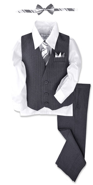 Johnnie Lene Pinstripe Boys Formal Dresswear Vest Set (12 Months)