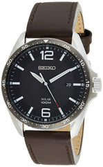 Seiko men's sne487 sport watches analog display japanese quartz brown watch, black
