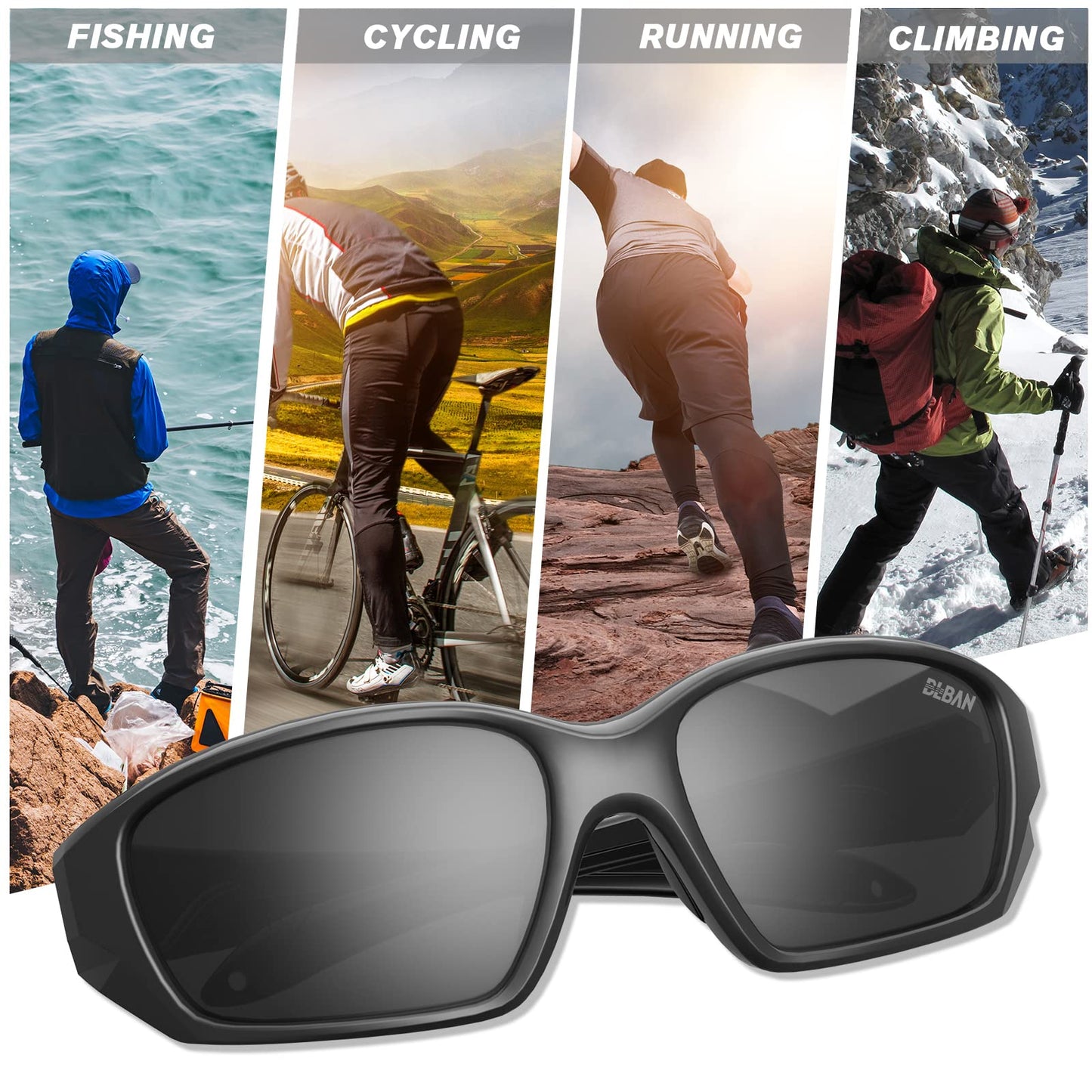 BLBAN Polarized Sports Sunglasses for Men Women Driving Fishing Cycling Running UV Protection