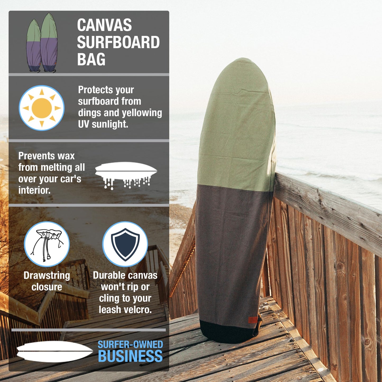 Ho Stevie! Canvas Surfboard Bag Cover [CHOOSE SIZE & COLOR]