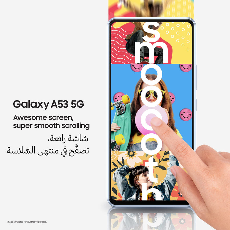 Samsung Galaxy A53 5G Mobile Phone Dual SIM Android Smartphone, 256GB, 8GB RAM, Dual SIM Mobile Phone, Awesome Blue (UAE Version)