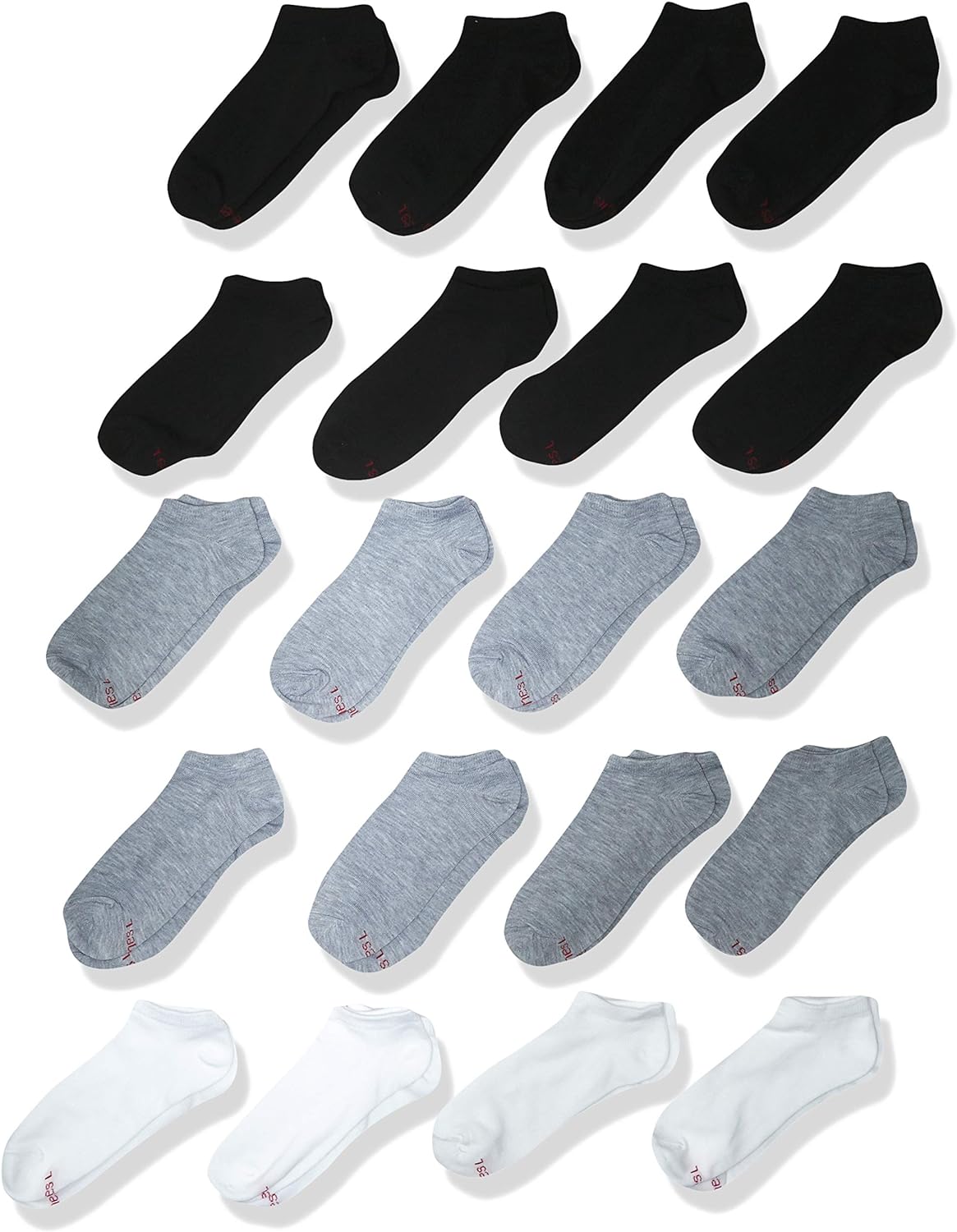 Hanes girls Lightweight Stretch Ankle Socks Super Value Pack, Assorted Multi-color 20-pair Pack, Large Socks (pack of 20)