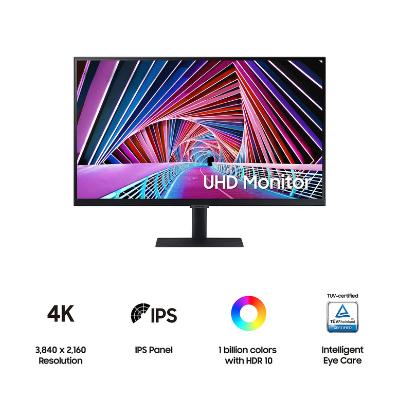 SAMSUNG 27” S70A Series 4K UHD Computer Monitor with IPS Panel and HDR10 for PC, Borderless Slim Design, TUV Eye Comfort Certified Eye Care, Fully Adjustable Stand, LS27A700NWNXZA, Black