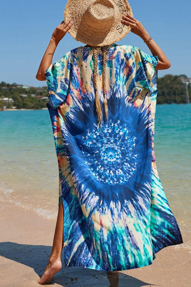 YouKD Summer Long Kaftan Bohemian Loungewear Beach Swimsuit Cover Up Maxi Dress for Women