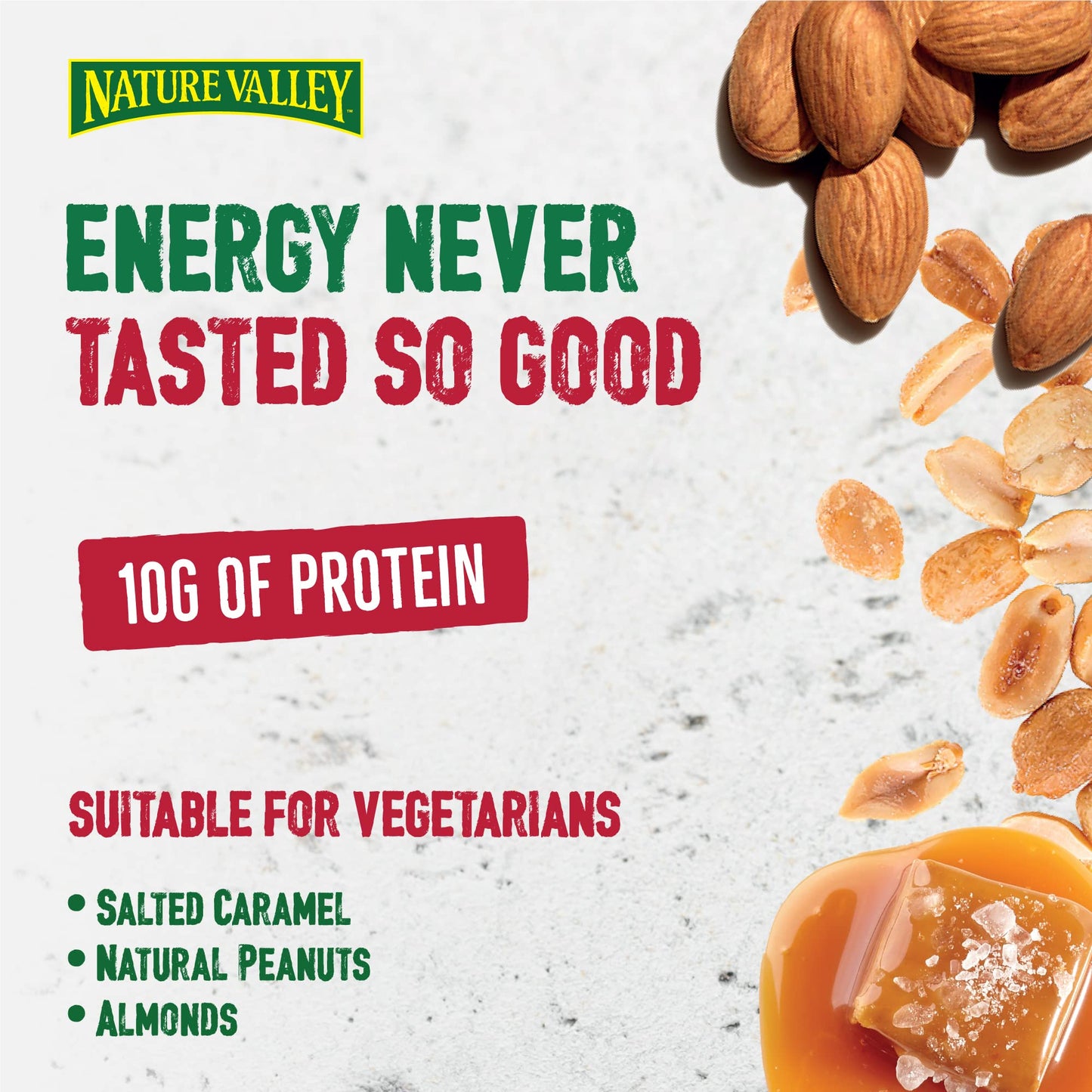 Nature Valley Protein Bar Box of 4 Bars, Salted Caramel & Nuts, High Protein Energy Bar, Low carb, Low Sugar, No Artificial Colors, Flavors And Preservatives & Gluten Free