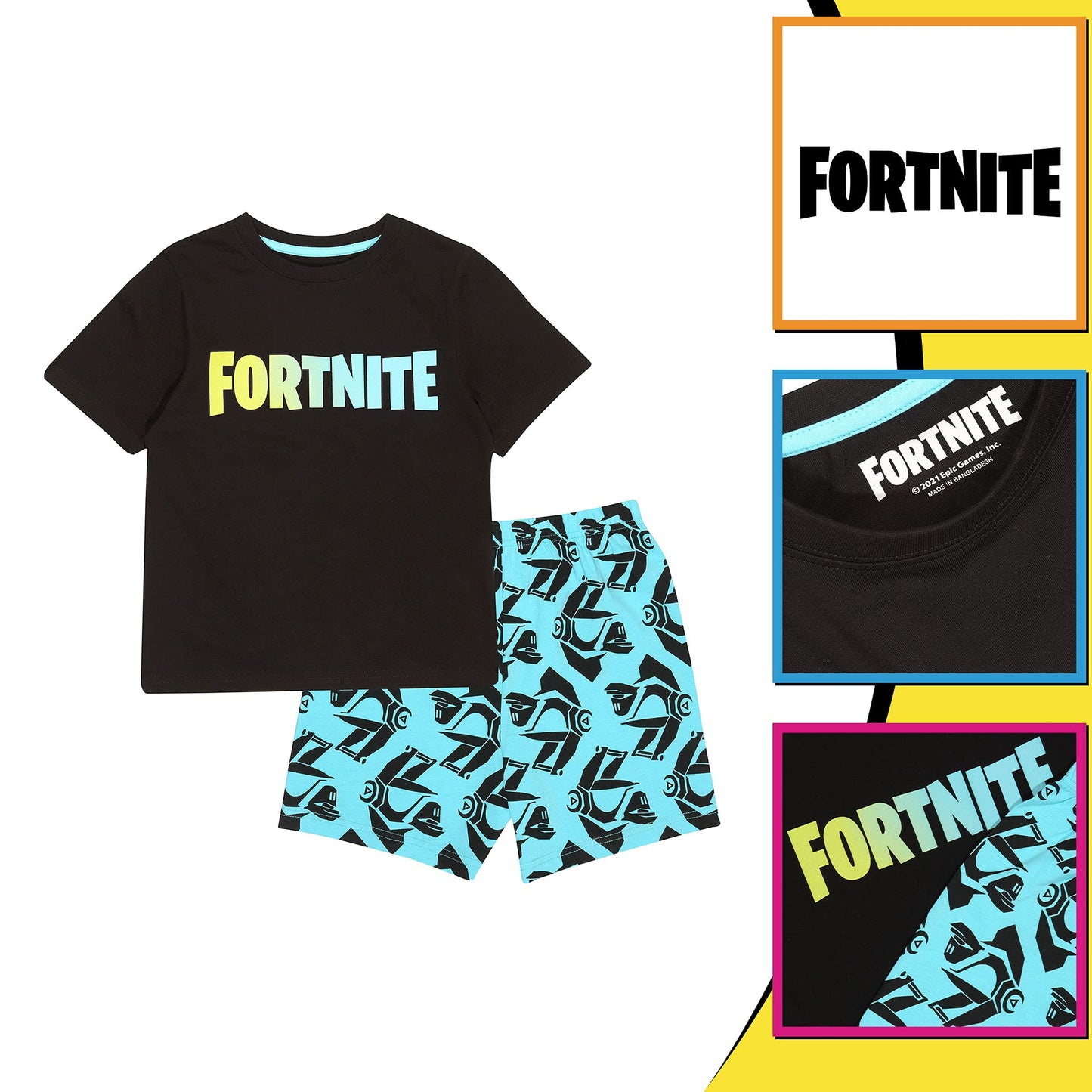 Popgear Boy's Fornite Twin Pack Bundle T-shirt Kids 1234 pajama-sets