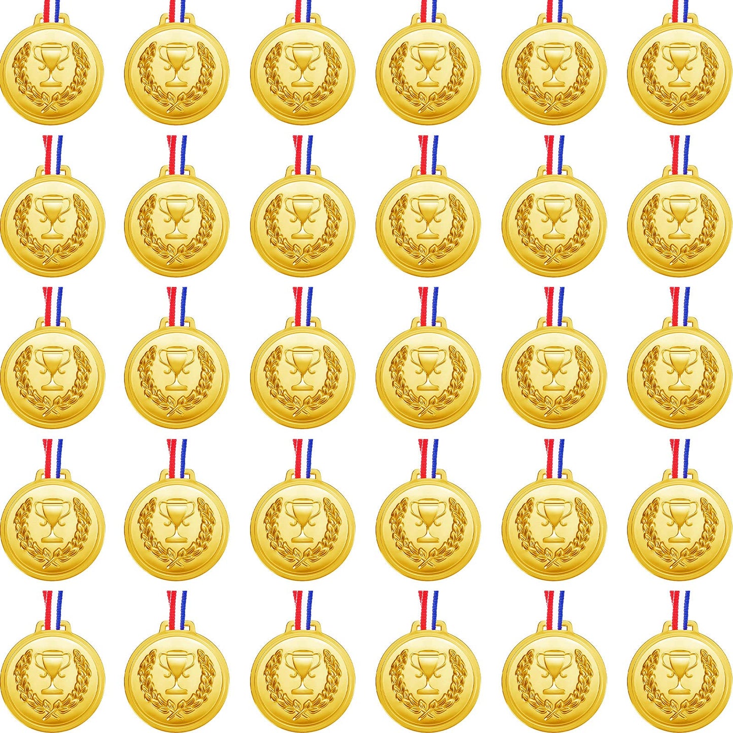 30 Pieces 2.36 Inch Plastic Gold Olympic Medals for Awards Sports Medal for Kids Adults Soccer Medal Football Medals for Awards Gymnastics Winner Award Medals Competition Birthday Party Favors