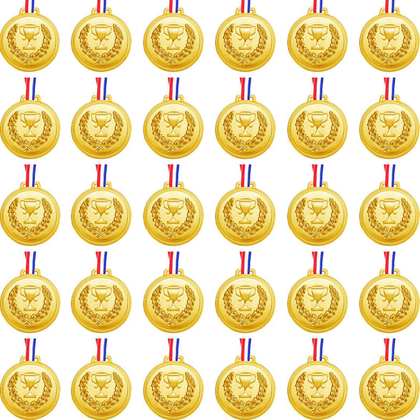 30 Pieces 2.36 Inch Plastic Gold Olympic Medals for Awards Sports Medal for Kids Adults Soccer Medal Football Medals for Awards Gymnastics Winner Award Medals Competition Birthday Party Favors