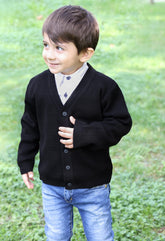 Lilax Baby Boys Basic Long Sleeve V-Neck Classic Knit Cardigan Sweater 3-6M