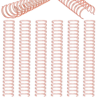 6 Pieces Twin Loop Wire Binding Spines Double Loop Binding Wire 1 Inch Cinch Wire Binding Diameter 23 Holes for Teacher Student Document Notebook Making, Rose Gold